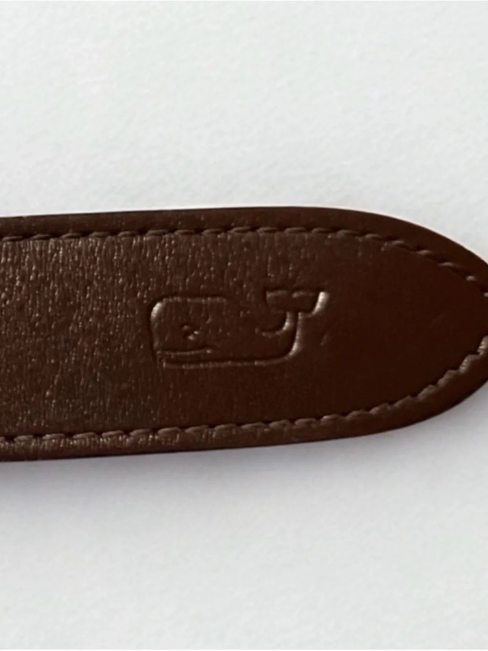 Vineyard Vines Pink Whale-Pattern Leather Belt with Gold Buckle